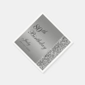 Elegant Silver 80. Geburtstag Serviette (Ecke)