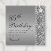 Elegant Silver 85. Geburtstagsparty Danke Geschenkanhänger (Rückseite)