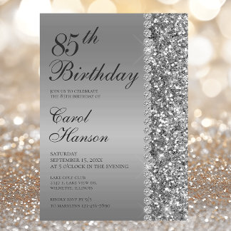 Elegant Silver 85. Geburtstagsparty Einladung