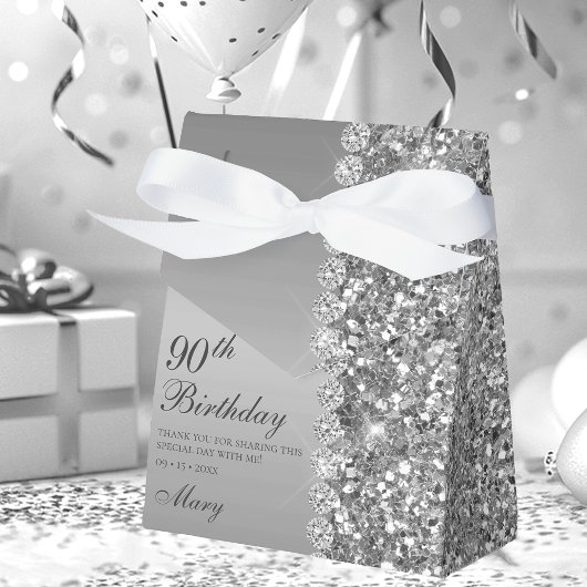 Elegant Silver 90. Geburtstag Geschenkschachtel