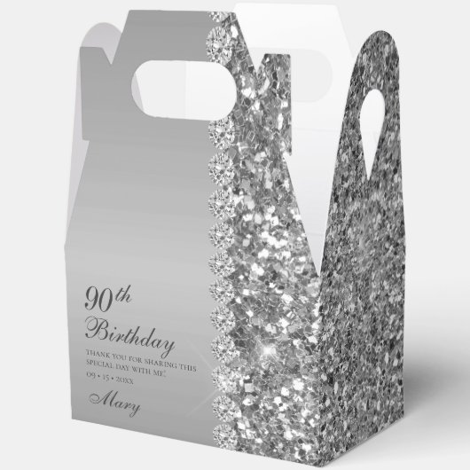 Elegant Silver 90. Geburtstag Geschenkschachtel (Offen)