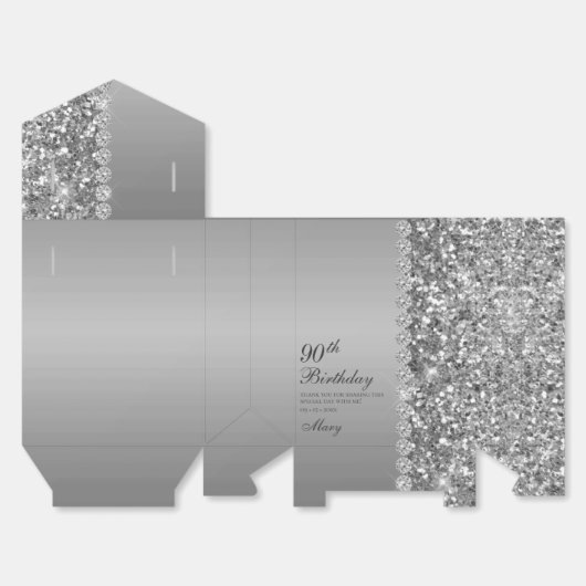 Elegant Silver 90. Geburtstag Geschenkschachtel (Ungefaltet)