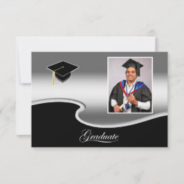 Elegant Silver and Black Grad Party enclosure Karte