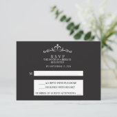 Elegant Silver and Black Horizontal Wedding RSVP  Karte (Stehend Vorderseite)