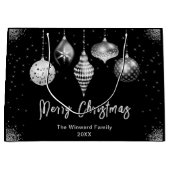 Elegant Silver and Black Ornament Christmas Große Geschenktüte (Vorderseite)