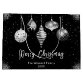 Elegant Silver and Black Ornament Christmas Große Geschenktüte (Rückseite)