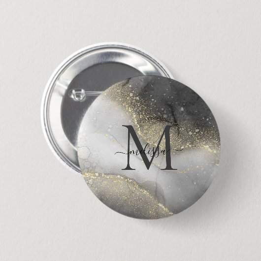 Elegant Silver and Gold Name Button (Vorne & Hinten)