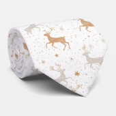 Elegant Silver and Gold Reindeer Christmas Krawatte (Gerollt)