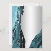 Elegant Silver Aquamarin Agate 60. Geburtstag Einladung (Rückseite)