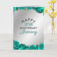 Elegant Silver Aquamarine Rose Ehemann 25 Jahre Ju