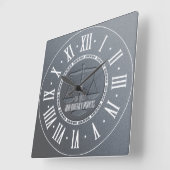 Elegant Silver Attorney at Law Quadratische Wanduhr (Winkel)