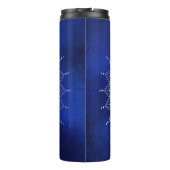 Elegant Silver auf Deep Blue Floral Henna Mandala Thermosbecher (Rückseite)