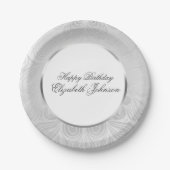 Elegant Silver Birthday Pappteller (Vorderseite)
