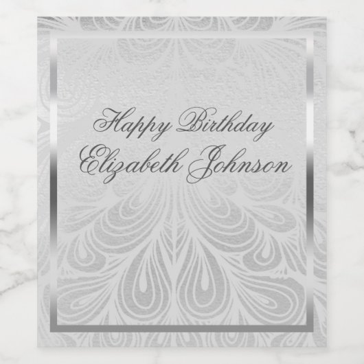 Elegant Silver Birthday Weinetikett (Einzelnes Label)
