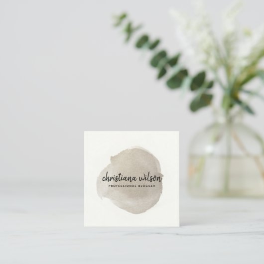 ELEGANT SILVER BLACK BRUSH STROKE CALLIGRAPHIE QUADRATISCHE VISITENKARTE (Stehend Vorderseite)