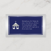 Elegant Silver Blue Church Pastor Priest Visitenkarte (Rückseite)