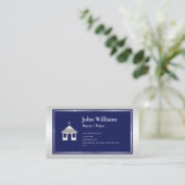 Elegant Silver Blue Church Pastor Priest Visitenkarte (Stehend Vorderseite)