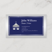 Elegant Silver Blue Church Pastor Priest Visitenkarte (Vorderseite)