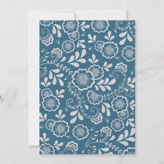 Elegant Silver Blue Floral Wedding Save the Date (Rückseite)