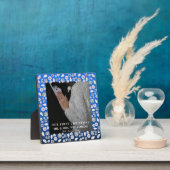 Elegant Silver Blue Heart Diamond Erste Weihnachte Fotoplatte (InSitu)