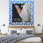 Elegant Silver Blue Heart Diamond Erste Weihnachte Leinwanddruck (Insitu (Schlafzimmer))