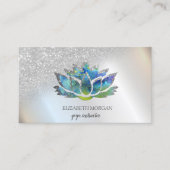 Elegant Silver Blue Lotus Visitenkarte (Vorderseite)