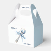 Elegant Silver Blue Rattle Bow Baby Shower Geschenkschachtel (Rückseite)