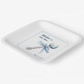 Elegant Silver Blue Rattle Bow Baby Shower Pappteller (Gewinkelt)
