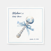 Elegant Silver Blue Rattle Bow Baby Shower Serviette (Vorderseite)