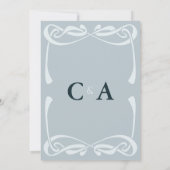 Elegant Silver Blue Vintage Ribbon Einladung (Rückseite)