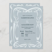 Elegant Silver Blue Vintage Ribbon Einladung (Vorne/Hinten)