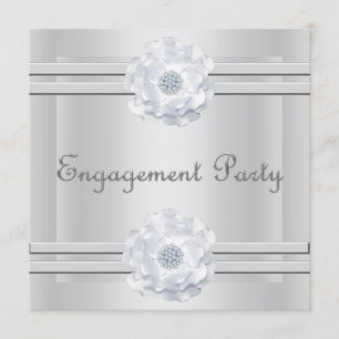 ELEGANT SILVER BLUME VERLOBUNG EINLADUNG
