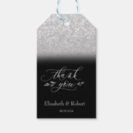 Elegant Silver Bokeh Black Dankeschön Card Geschenkanhänger
