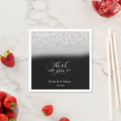 Elegant Silver Bokeh Black Dankeschön Card Serviette (Beispiel)