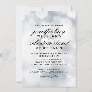 Elegant Silver Bokeh Light Chic Wedding Einladung