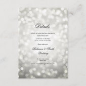 Elegant Silver Bokeh Lights Hochzeitsdetails Begleitkarte (Vorderseite)
