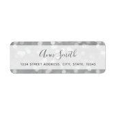 Elegant Silver Bokeh Personalisierte Rücksendeadre (Vorne)