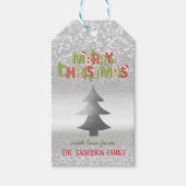 Elegant Silver Bokeh Weihnachtsbaum Geschenkanhänger (Vorderseite)