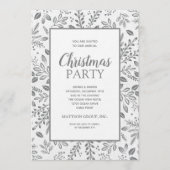 Elegant Silver Botanicals Christmas Party Einladung (Vorderseite)