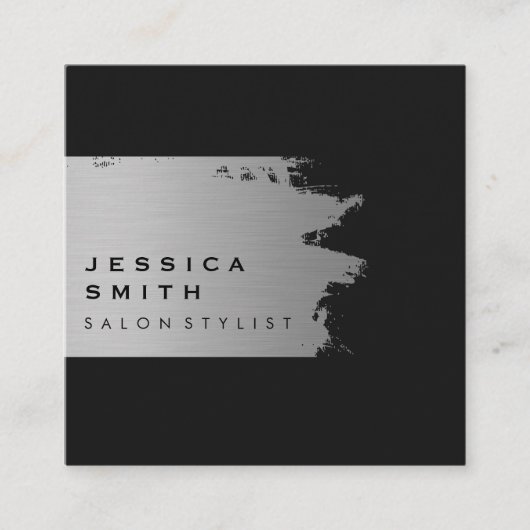 Elegant Silver Brushed Quadratische Visitenkarte (Vorderseite)