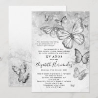 Elegant Silver Butterfly Spanish Quinceanera