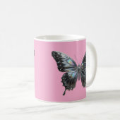 Elegant Silver Butterfly with Open Wings Kaffeetasse (VorderseiteRechts)