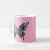 Elegant Silver Butterfly with Open Wings Kaffeetasse (Vorderseite Links)