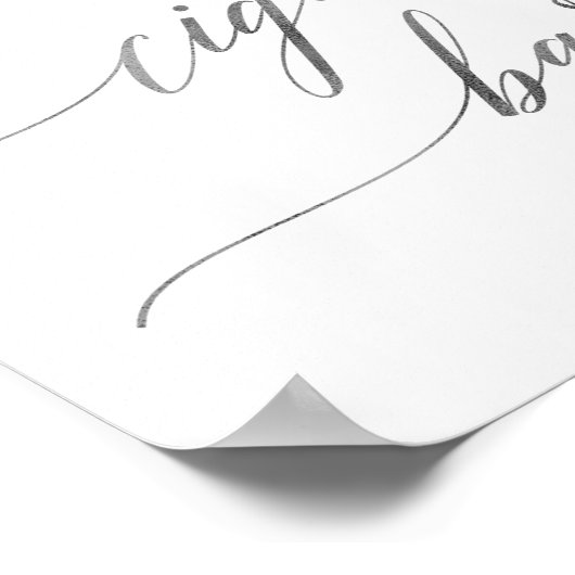 Elegant Silver Calligraphy Cigar Bar Horizontal Poster (Ecke)