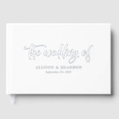 Elegant Silver Calligraphy Foil Wedding Guest Book Gästebuch (Vorderseite)