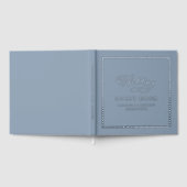 Elegant Silver Calligraphy Wedding Chic Dusty Blue Gästebuch (Voll)