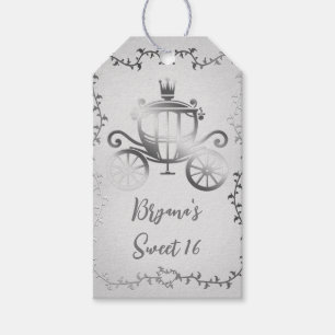 Elegant Silver Carriage White Storybook Royal Geschenkanhänger