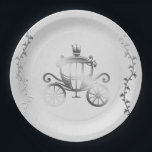 Elegant Silver Carriage White Storybook Royal Pappteller<br><div class="desc">Anpassen mit jedem Text. Matching-Elemente sind verfügbar.</div>