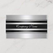 Elegant Silver Chrome Metal Black Visitenkarte (Vorderseite)
