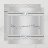 ELEGANT SILVER CRYSTAL VERLOBUNG Semi Glanz Einladung (Vorne/Hinten)